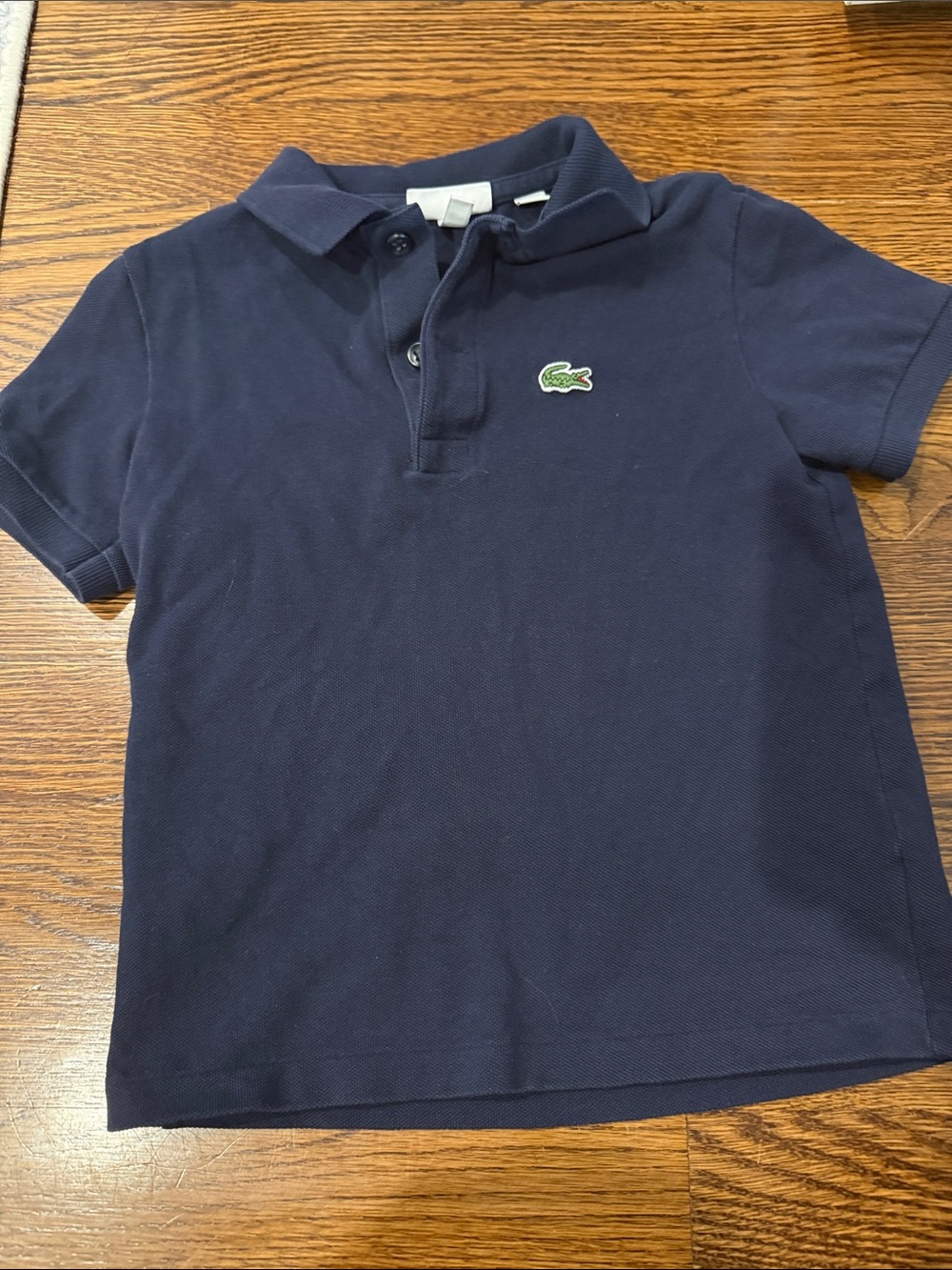 Lacoste Kids Dark Blue Polo with Green Crocodile Logo